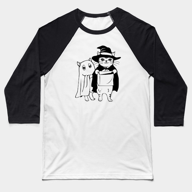 Cute Cat Lover Halloween Witch Gift Trick or Treat Ghost Gift Baseball T-Shirt by twizzler3b